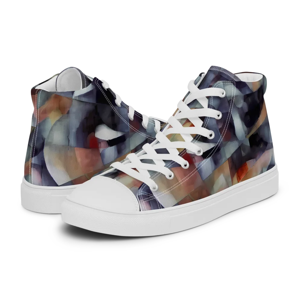Slate Mosaic on Women's High Top Canvas Shoes — Left