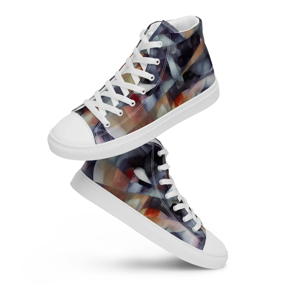 Slate Mosaic on Women's High Top Canvas Shoes — Front
