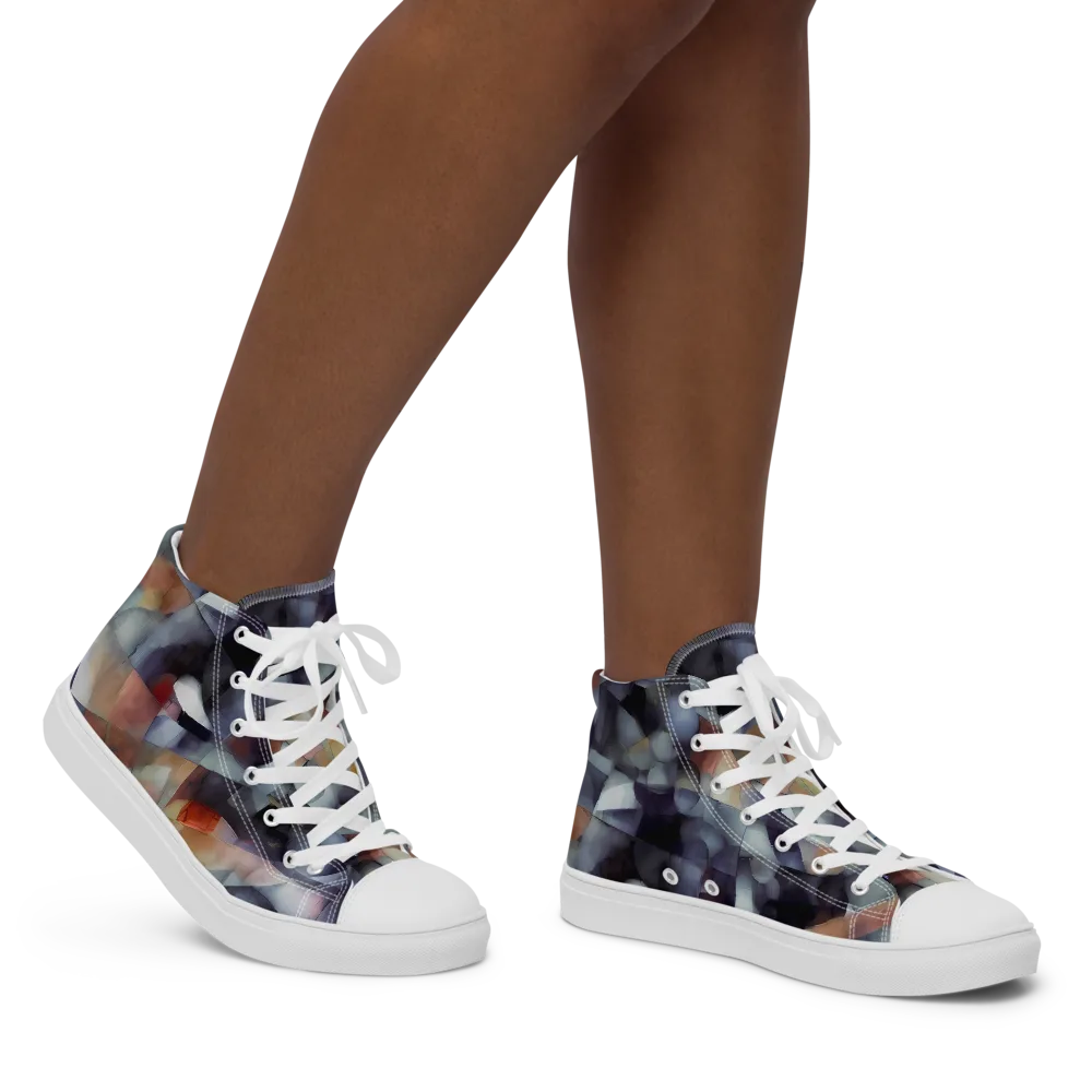 Slate Mosaic on Women's High Top Canvas Shoes — Right