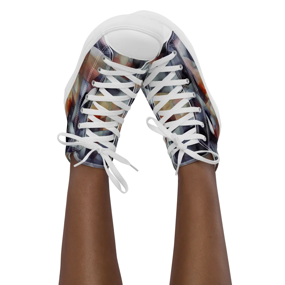 Slate Mosaic on Women's High Top Canvas Shoes — Front