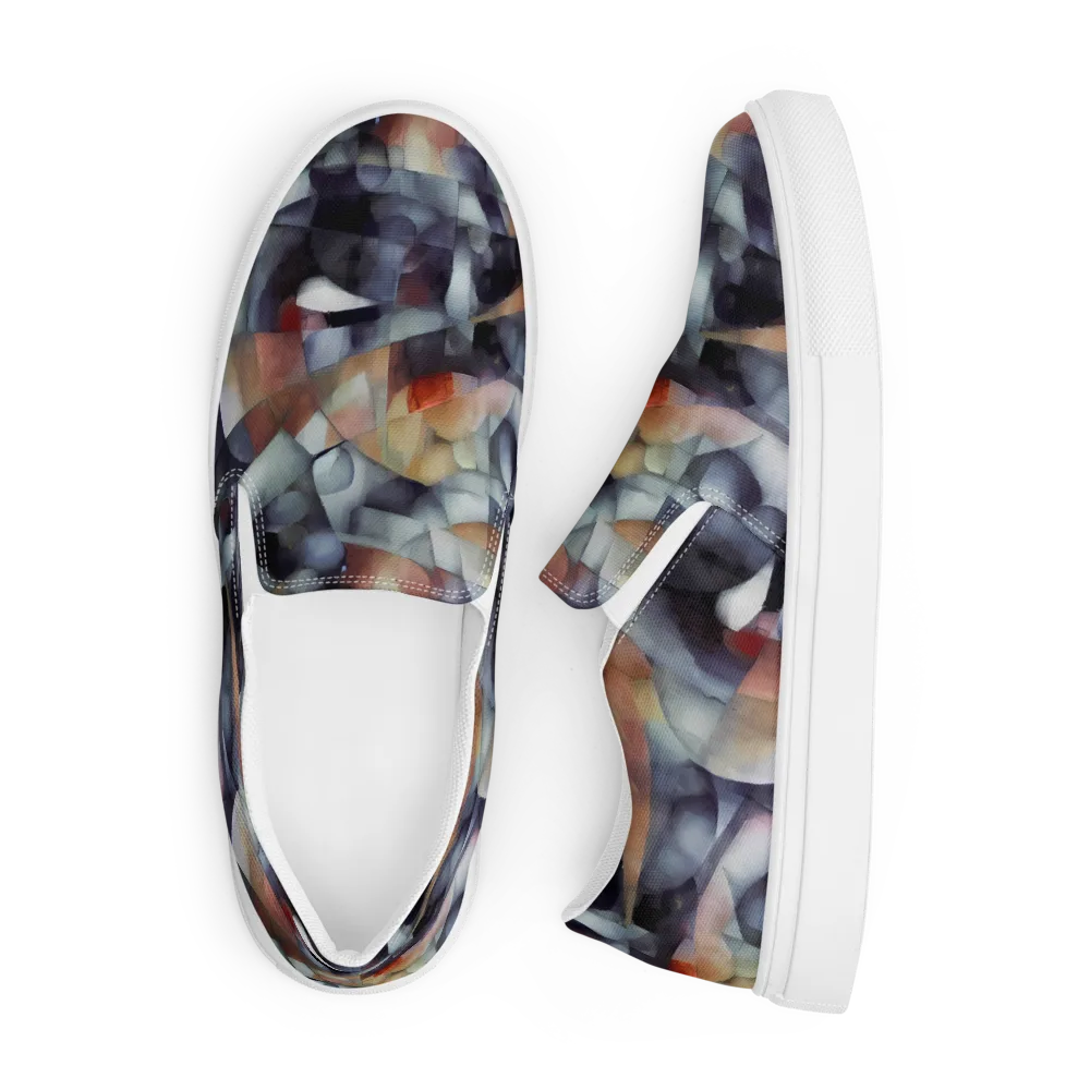 Slate Mosaic on Men's Slip-On Canvas Shoes — Front