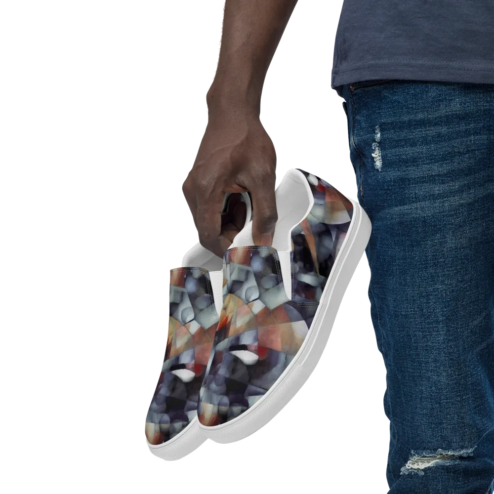 Slate Mosaic on Men's Slip-On Canvas Shoes — Left Front