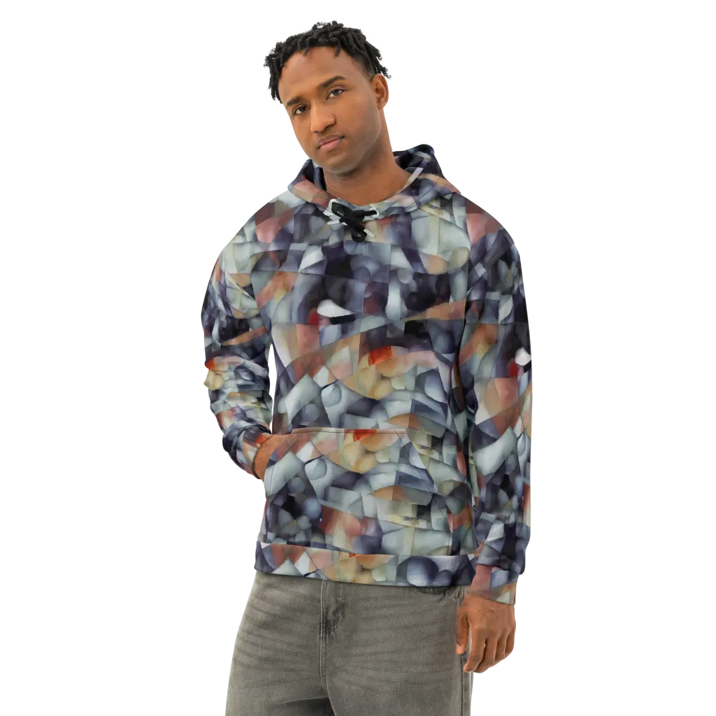 Slate Mosaic on Cotton Hoodie — Left Front