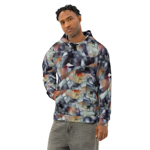 Slate Mosaic on a Cotton Hoodie
