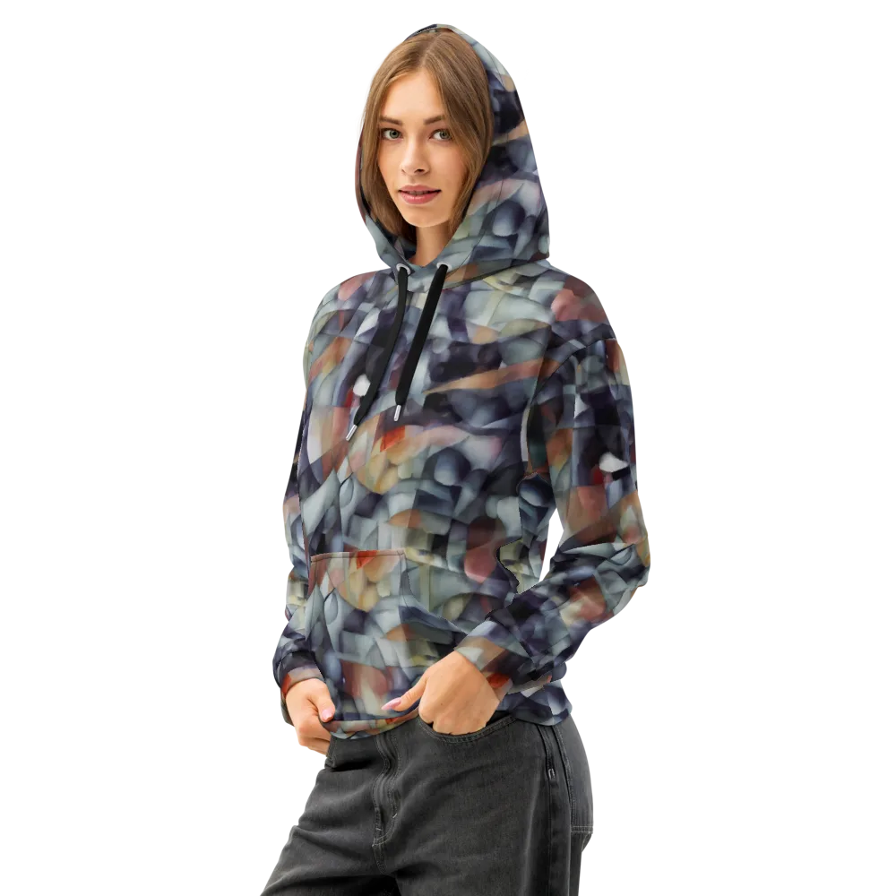 Slate Mosaic on Cotton Hoodie — Left Front