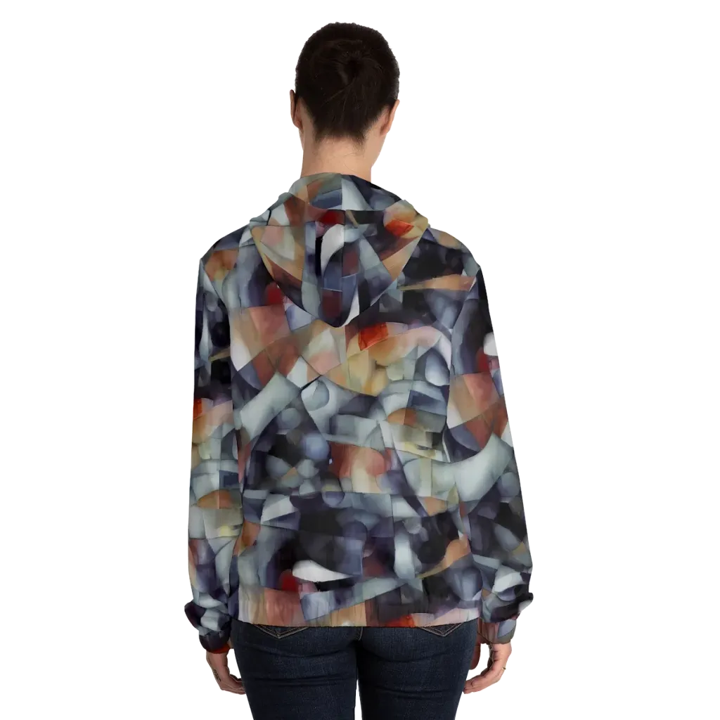 Slate Mosaic on Women's Full-Zip Hoodie — Back On Person