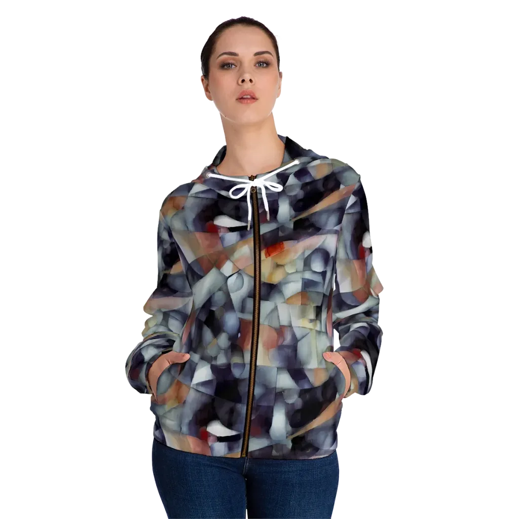 Slate Mosaic on Women's Full-Zip Hoodie — Front On Person