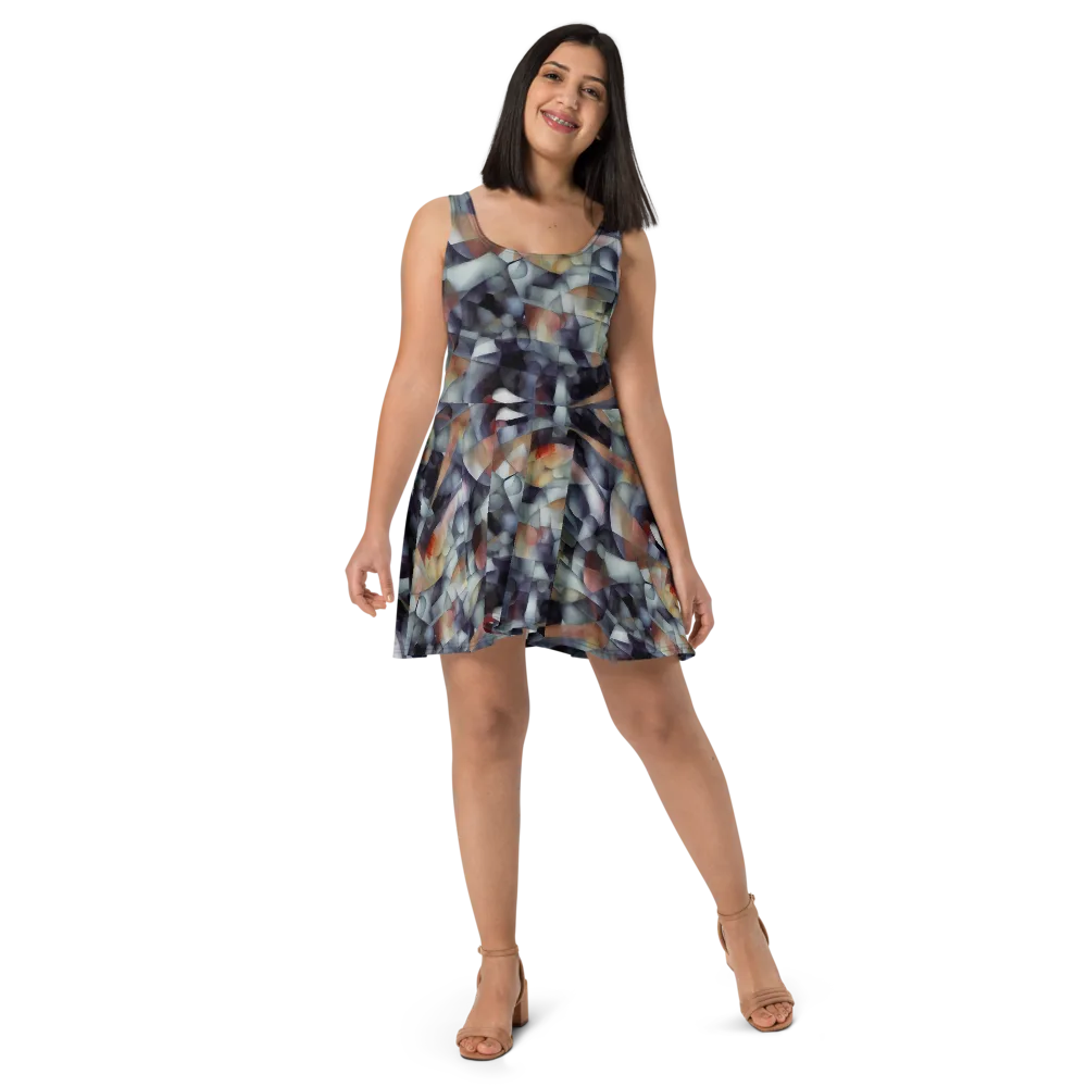 Slate Mosaic on Skater Dress — Front