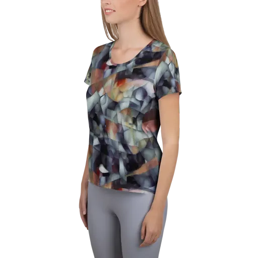 Slate Mosaic on a Women's Athletic T-Shirt