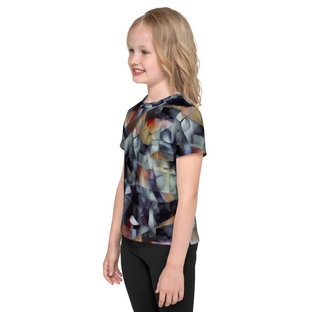 Slate Mosaic on Kids Crew Neck T-Shirt — Left