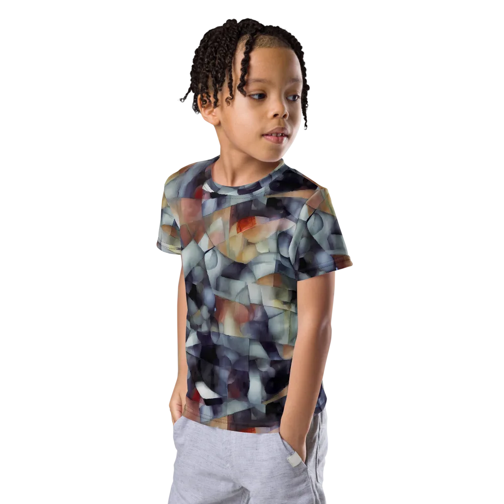 Slate Mosaic on Kids Crew Neck T-Shirt — Left Front