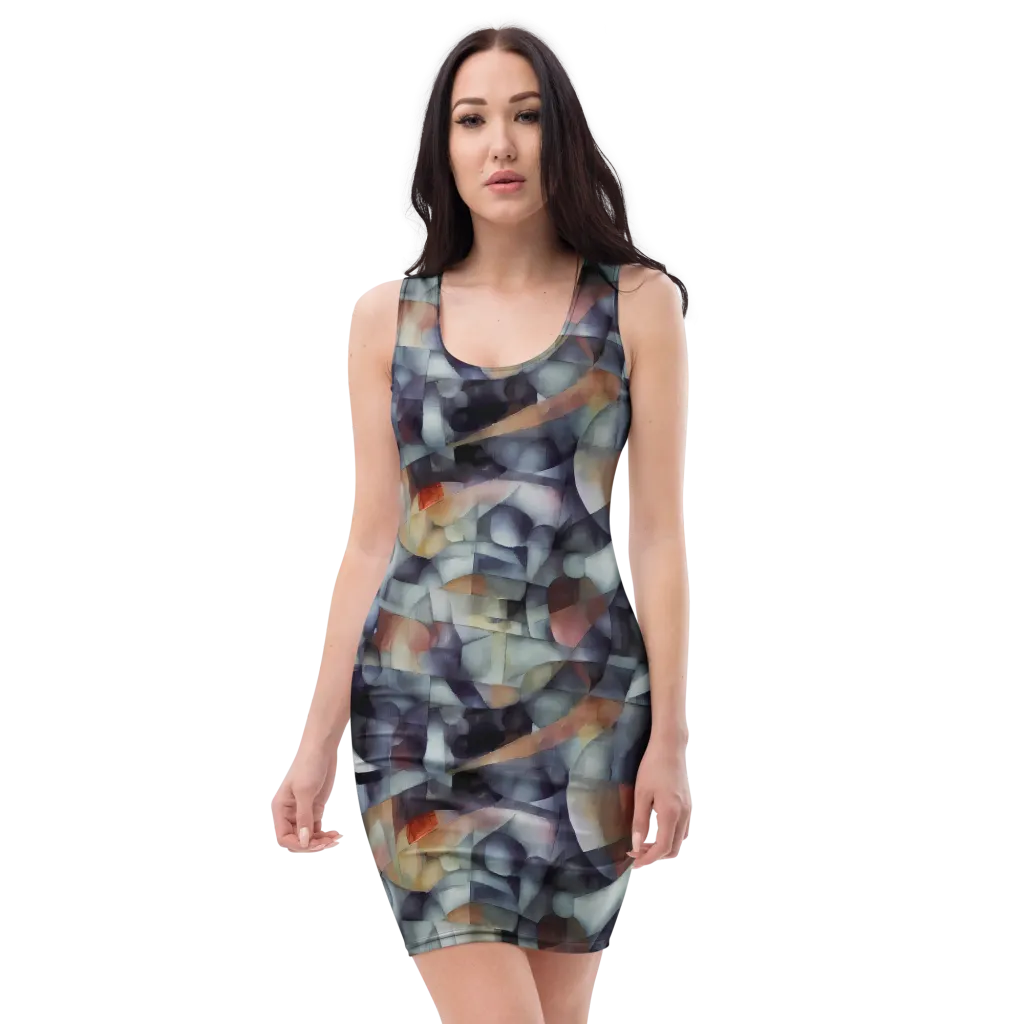 Slate Mosaic on Bodycon Dress — Front