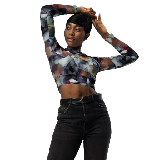Slate Mosaic on a Long Sleeve Crop Top