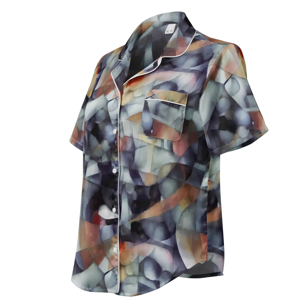 Slate Mosaic on Women's Short Sleeve Pajama Top — Left Front