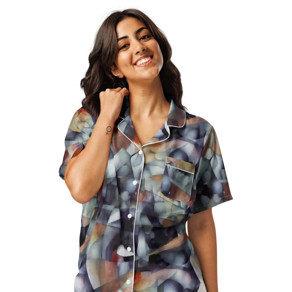 Slate Mosaic on Women's Short Sleeve Pajama Top — Front