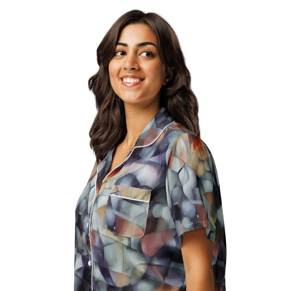 Slate Mosaic on Women's Short Sleeve Pajama Top — Left Front
