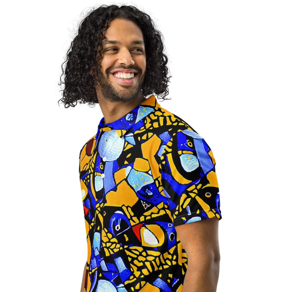 Cosmic Tessellation on Men's Slim Fit Polo Shirt — Left Front