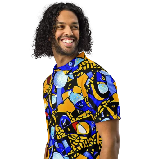 Cosmic Tessellation on a Men's Slim Fit Polo Shirt