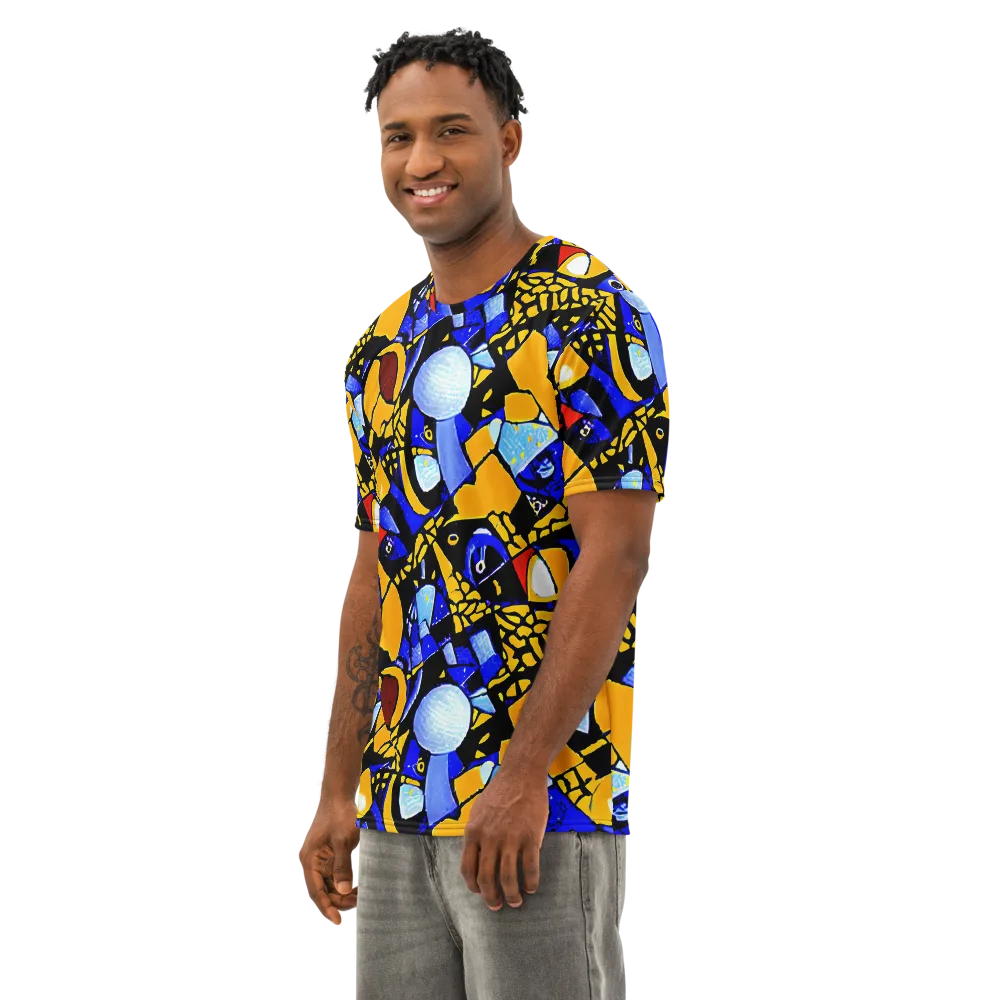 Cosmic Tessellation on Men's Cotton Crew Neck T-Shirt — Left Front