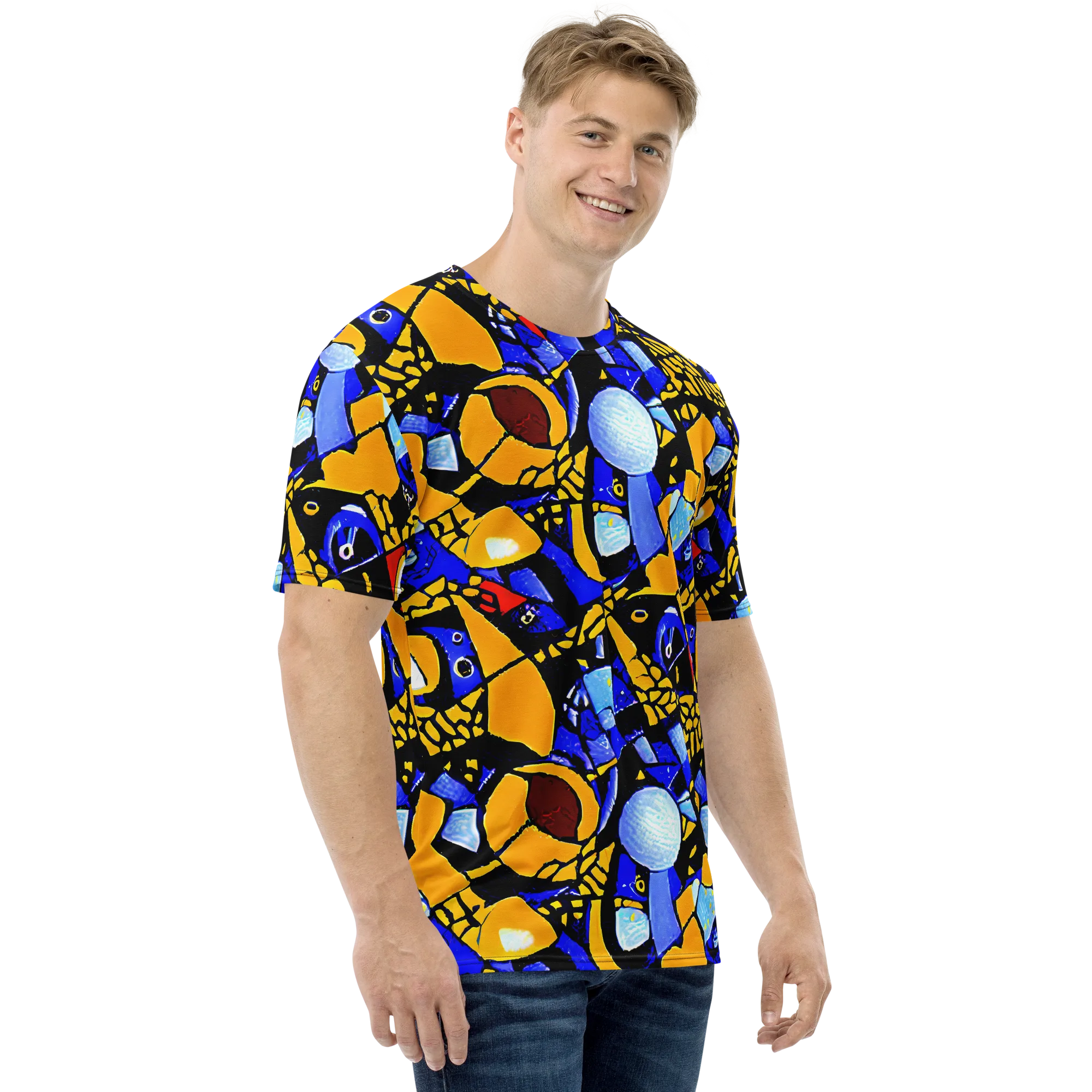 Cosmic Tessellation on Men's Crew Neck T-Shirt — Right