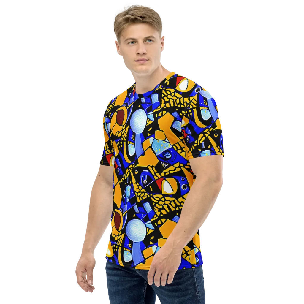 Cosmic Tessellation on Men's Crew Neck T-Shirt — Left