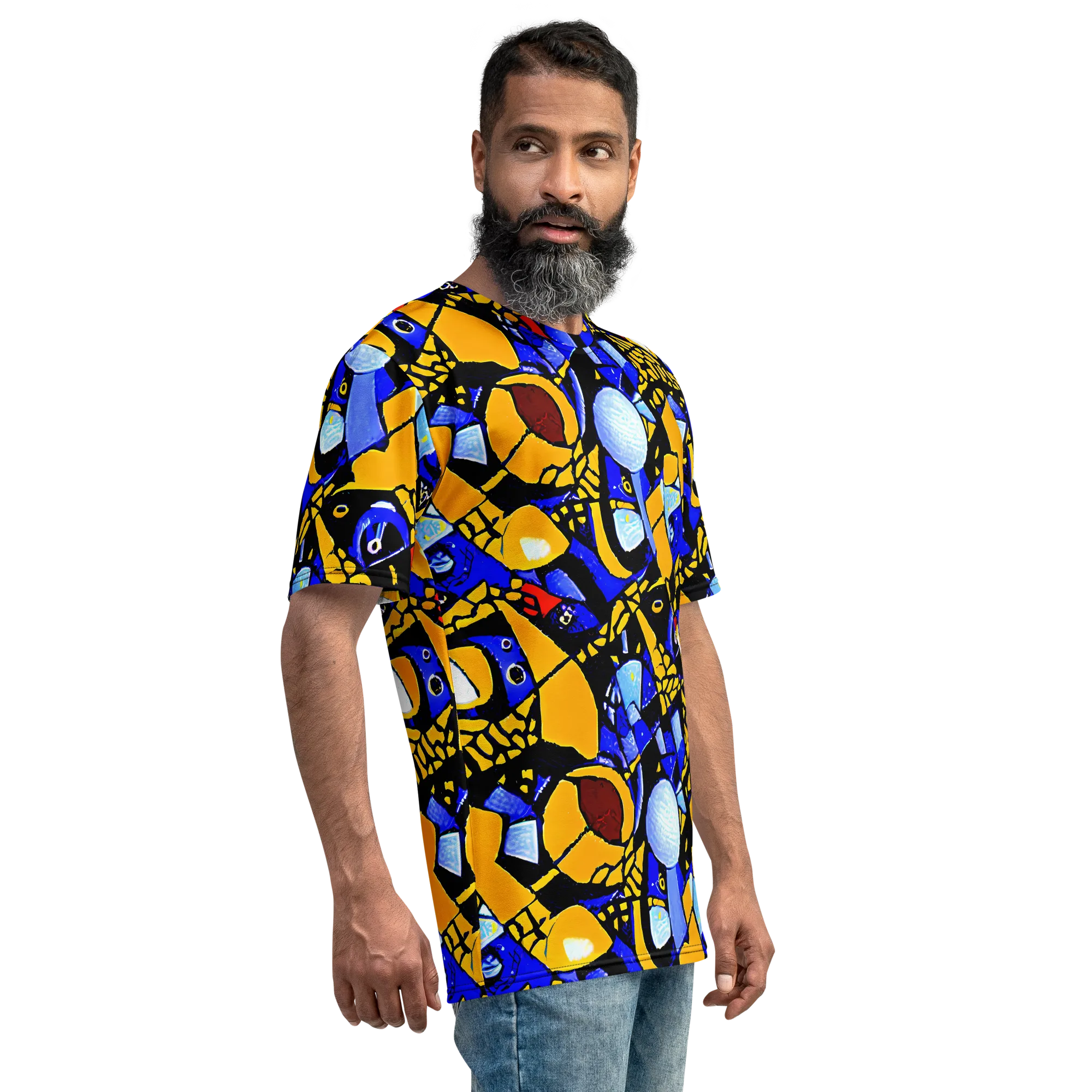 Cosmic Tessellation on Men's Crew Neck T-Shirt — Right