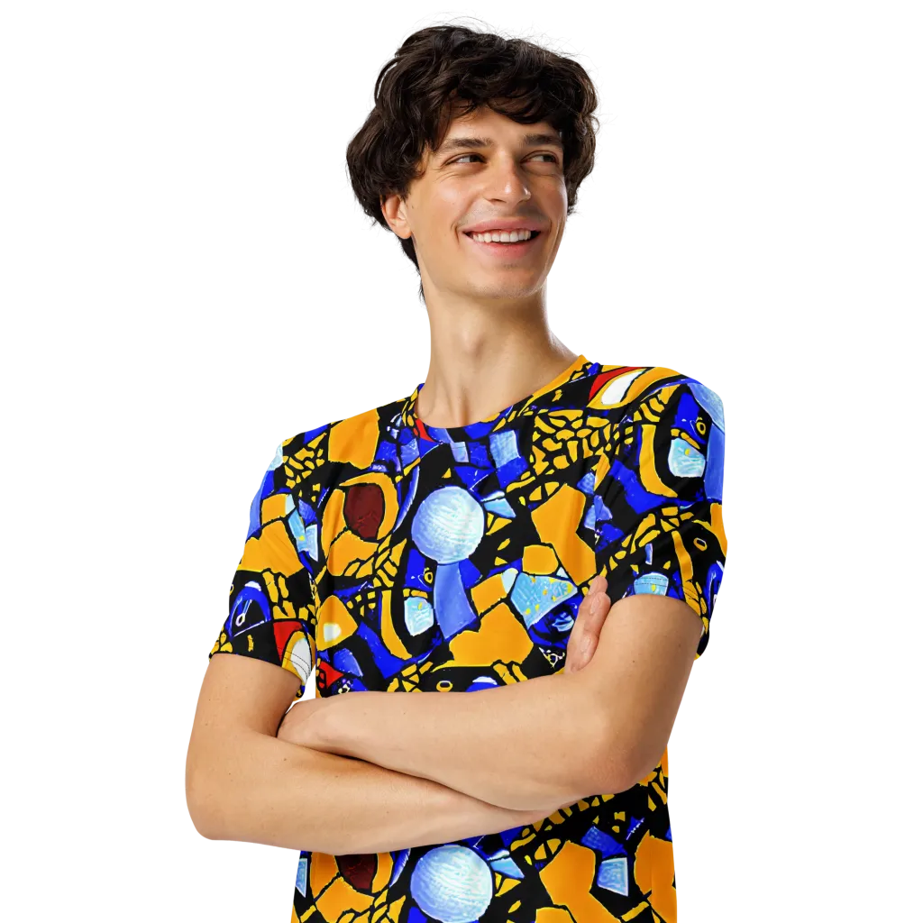 Cosmic Tessellation on Men's Crew Neck T-Shirt — Left Front