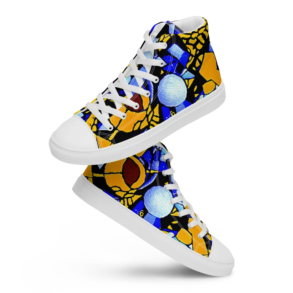 Cosmic Tessellation on Men's High Top Canvas Shoes — Front