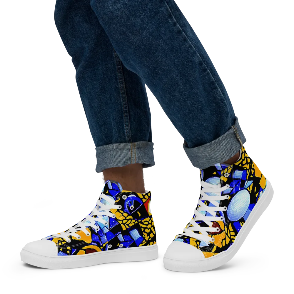 Cosmic Tessellation on Men's High Top Canvas Shoes — Left
