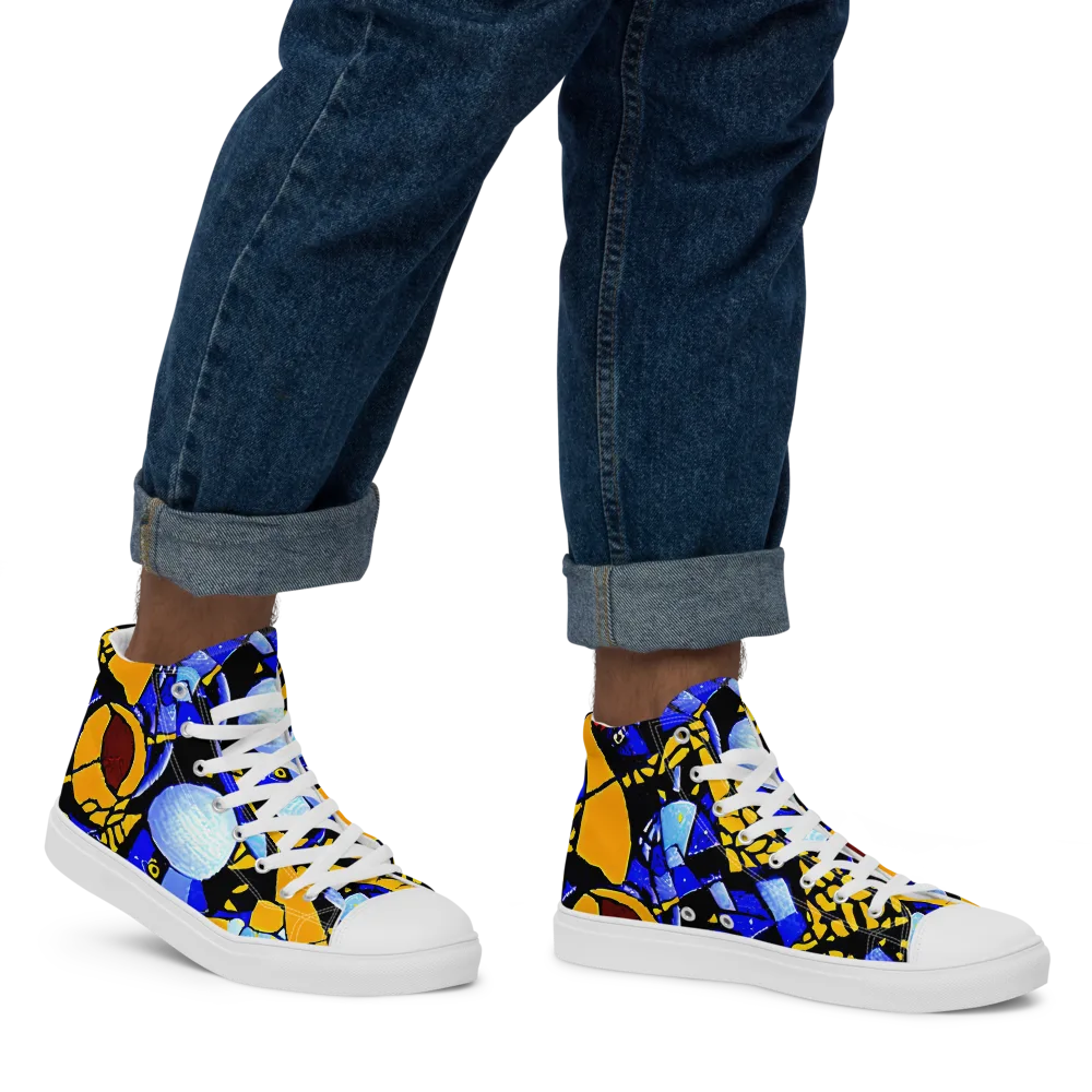 Cosmic Tessellation on Men's High Top Canvas Shoes — Right