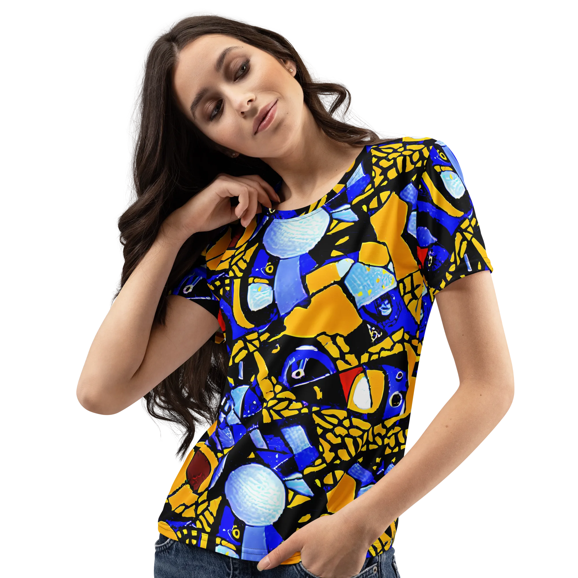 Cosmic Tessellation on Women's Crew Neck T-Shirt — Left Front