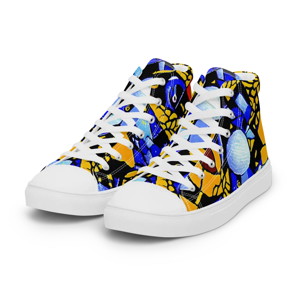 Cosmic Tessellation on Women's High Top Canvas Shoes — Left Front