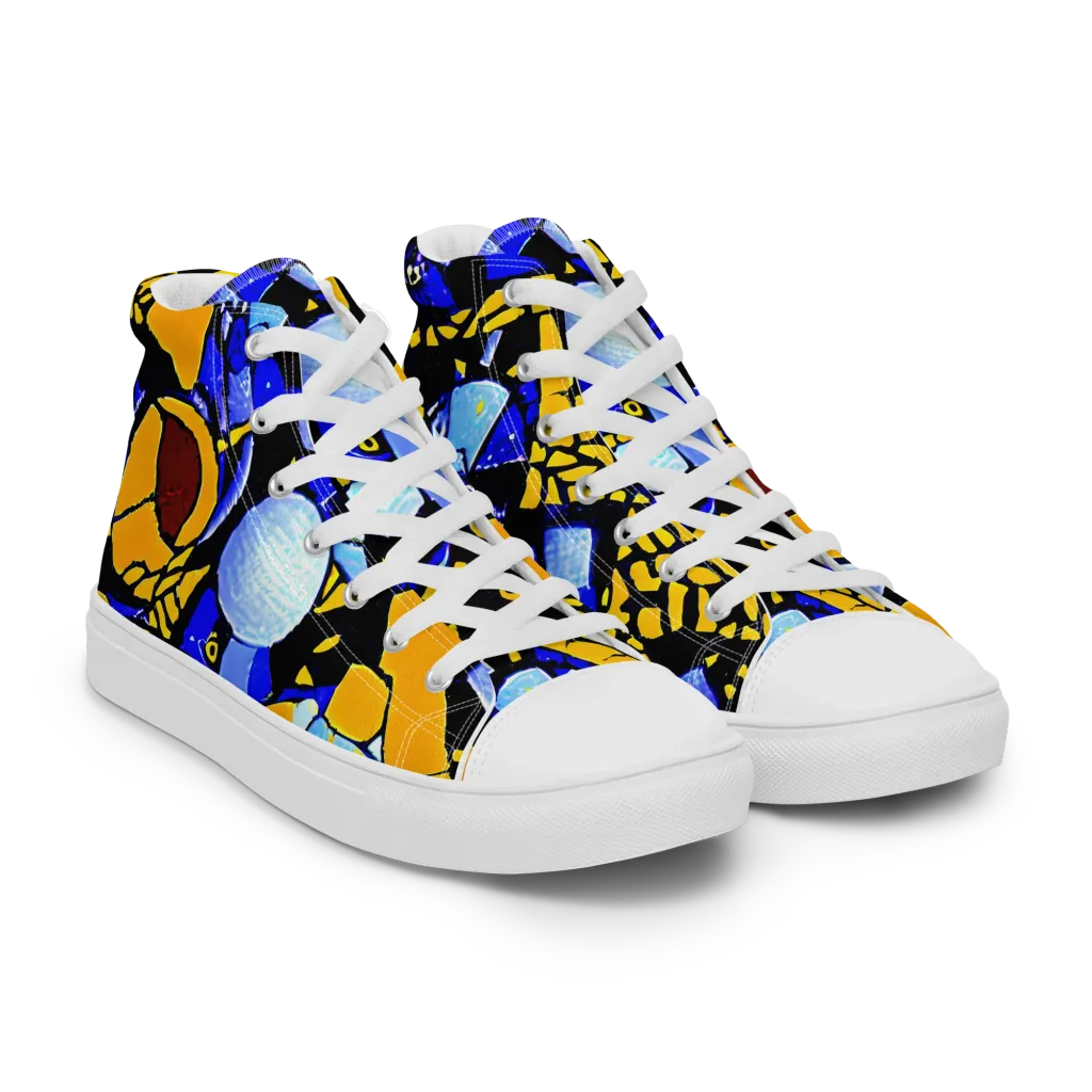 Cosmic Tessellation on Women's High Top Canvas Shoes — Right Front