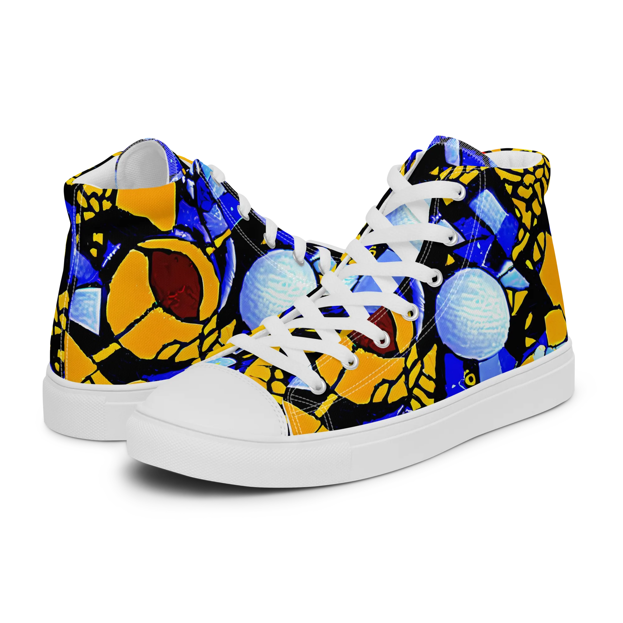 Cosmic Tessellation on Women's High Top Canvas Shoes — Left
