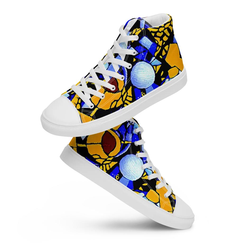 Cosmic Tessellation on Women's High Top Canvas Shoes — Front
