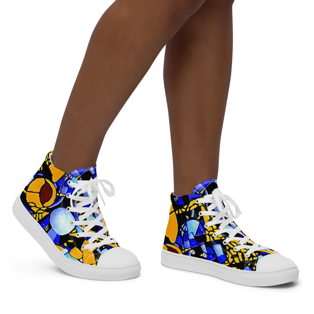 Cosmic Tessellation on Women's High Top Canvas Shoes — Right