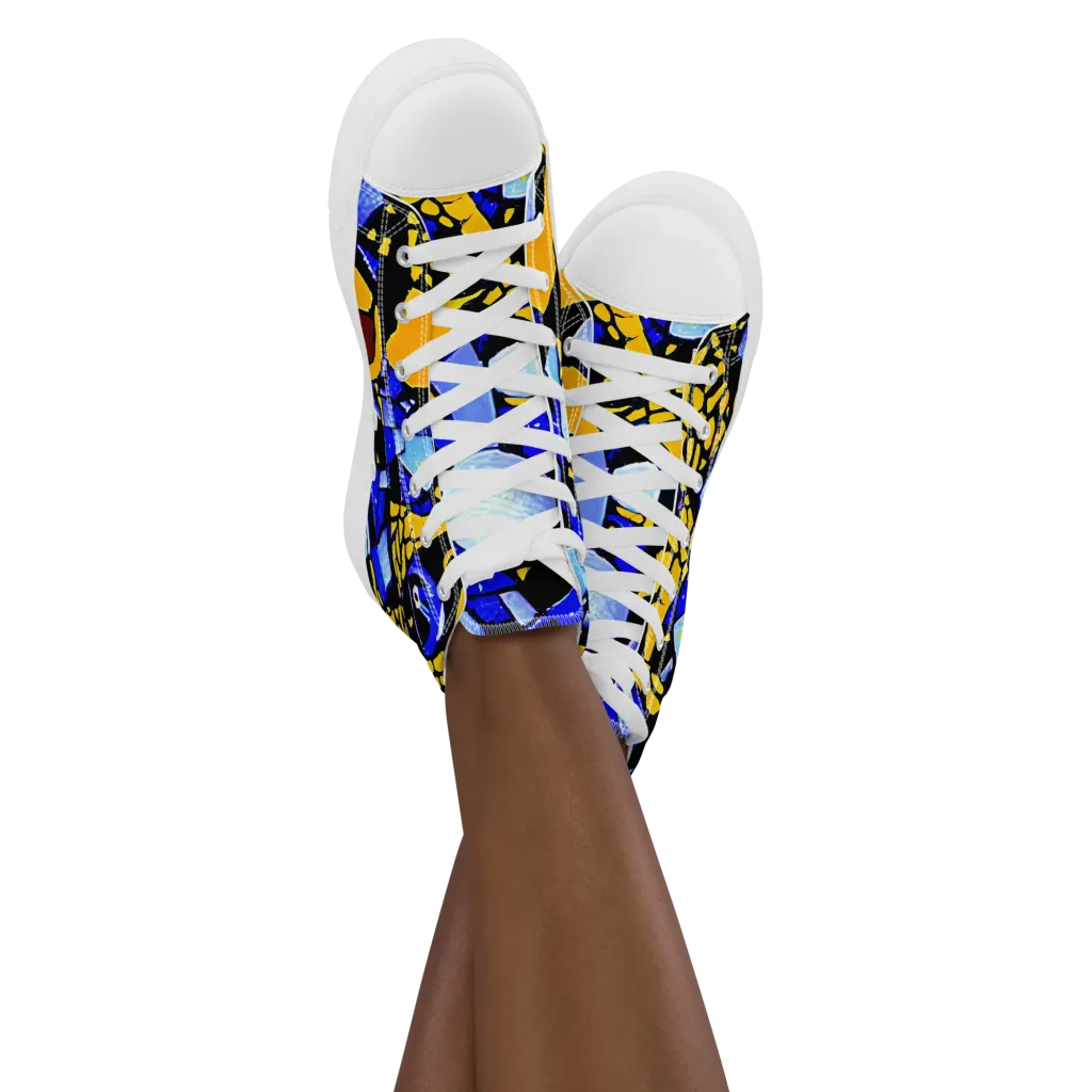 Cosmic Tessellation on Women's High Top Canvas Shoes — Front