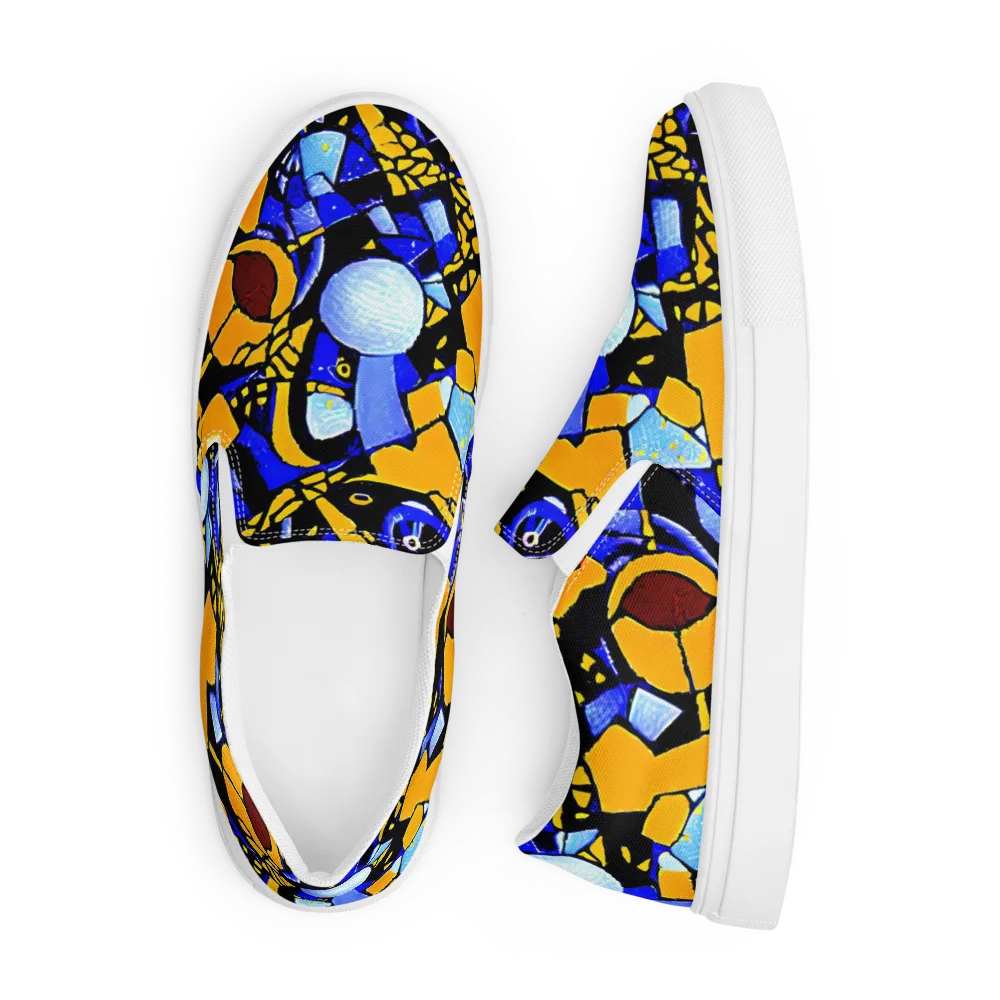 Cosmic Tessellation on Men's Slip-On Canvas Shoes — Front