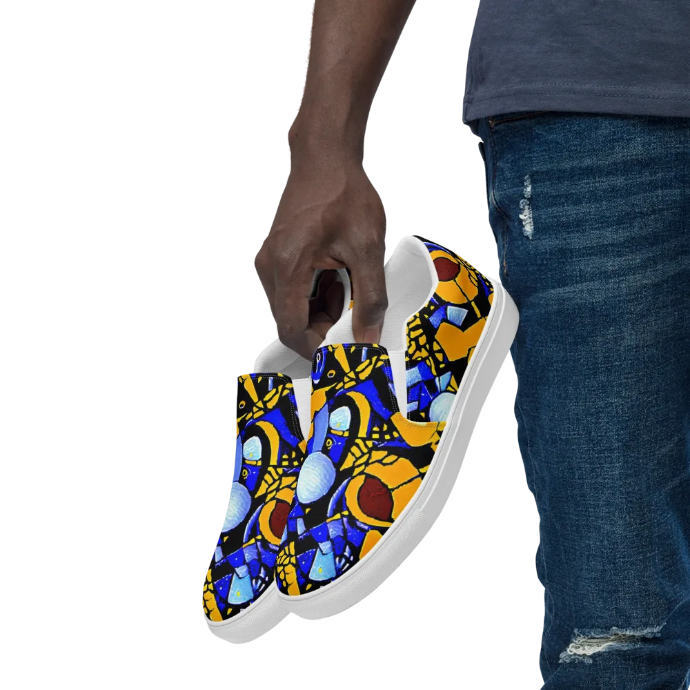 Cosmic Tessellation on Men's Slip-On Canvas Shoes — Left Front