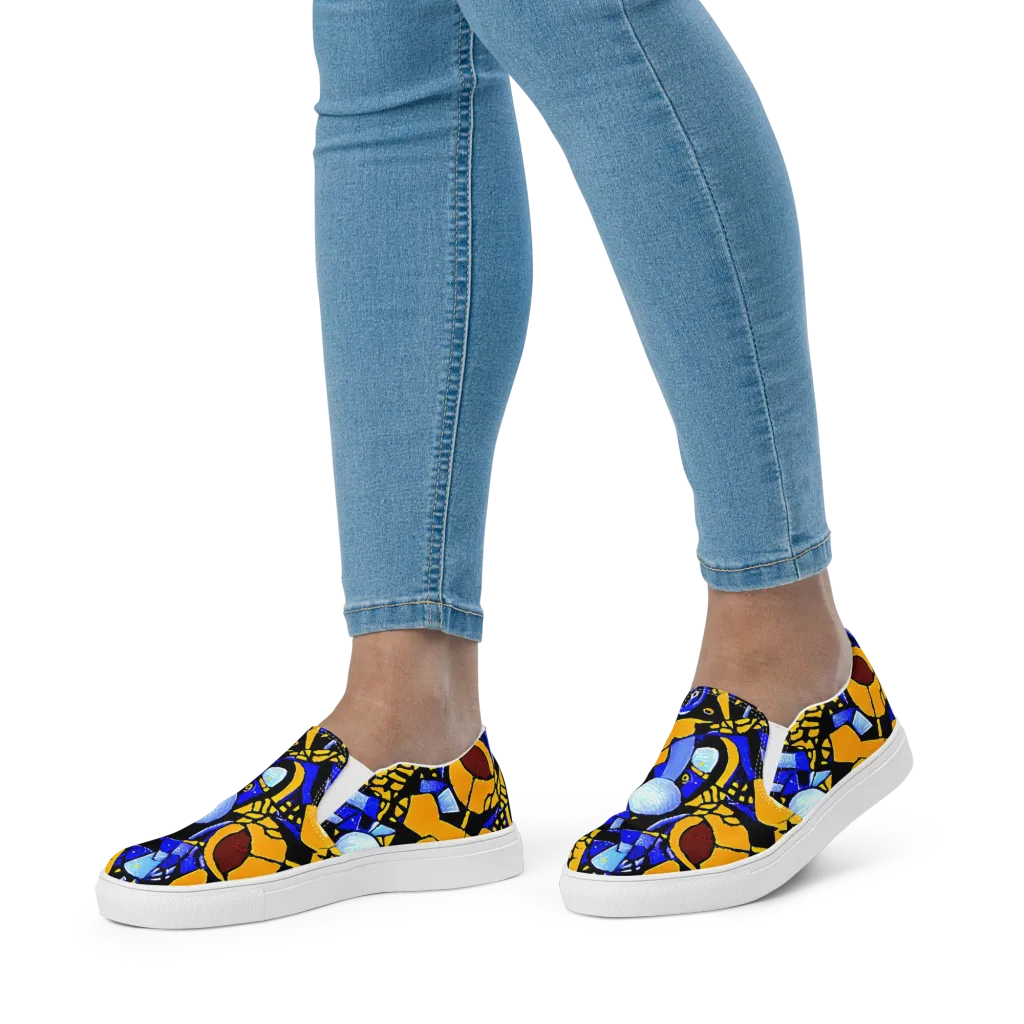Cosmic Tessellation on Women's Slip-On Canvas Shoes — Front