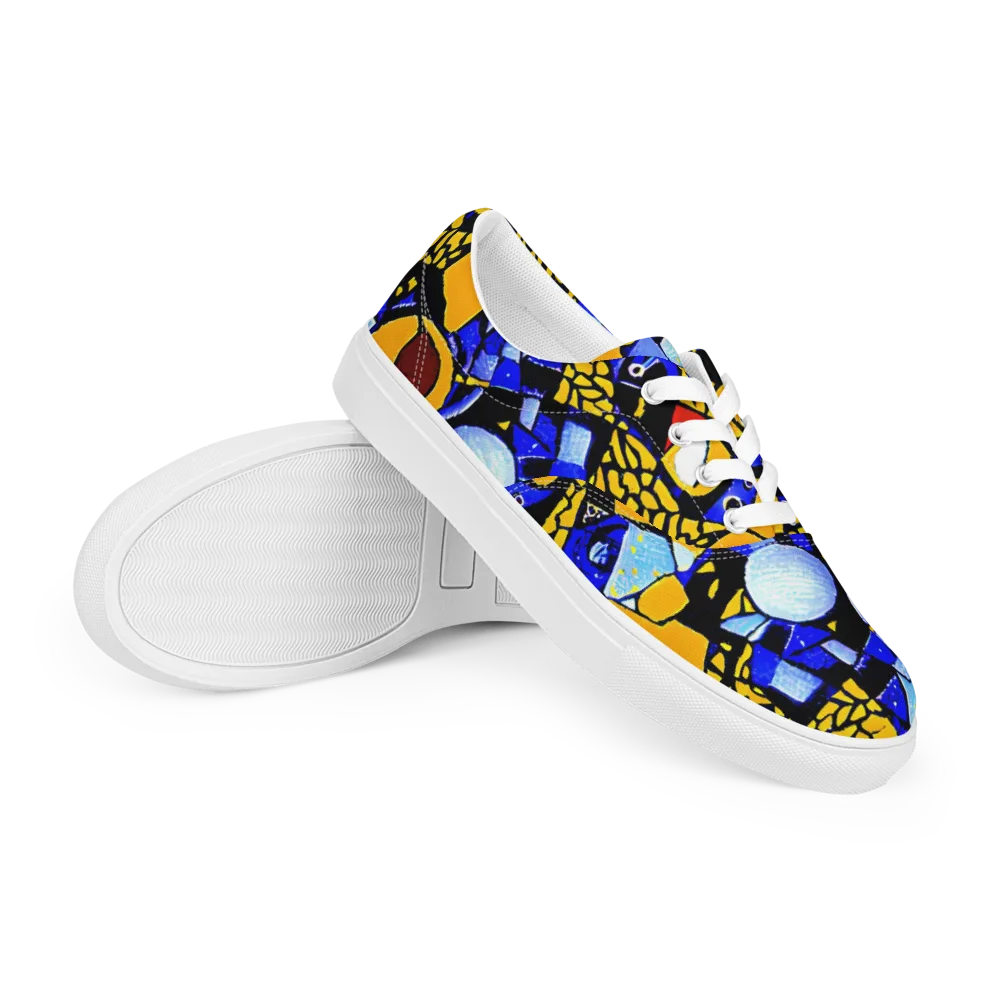 Cosmic Tessellation on Men's Lace-Up Canvas Shoes — Right Front