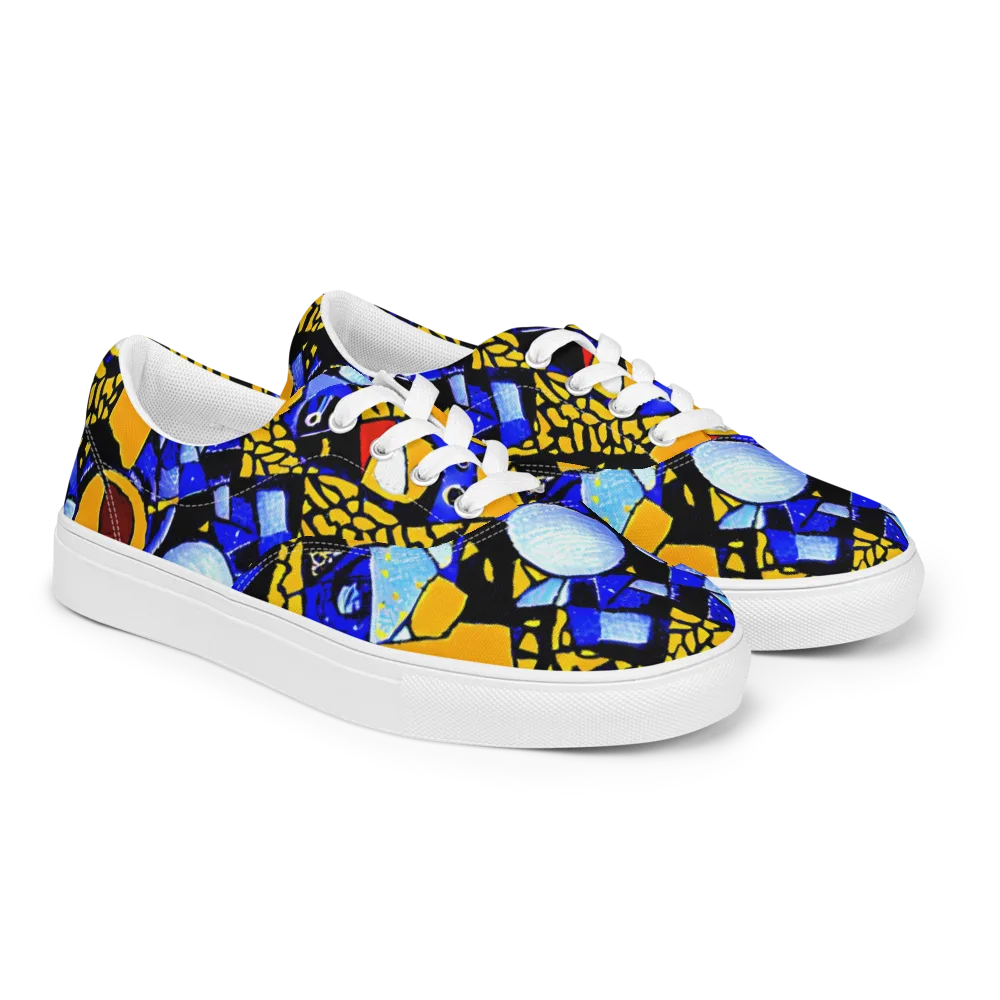 Cosmic Tessellation on Men's Lace-Up Canvas Shoes — Right Front