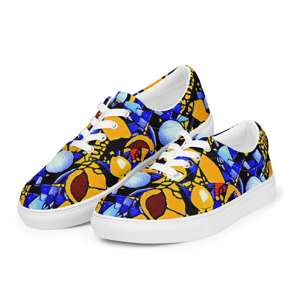 Cosmic Tessellation on Men's Lace-Up Canvas Shoes — Left Front