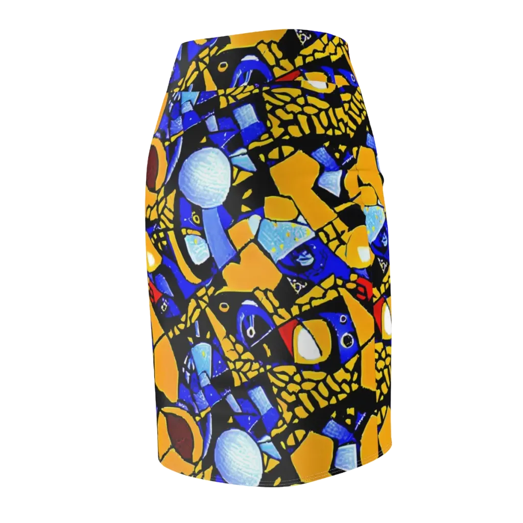 Cosmic Tessellation on Pencil Skirt — Back Side