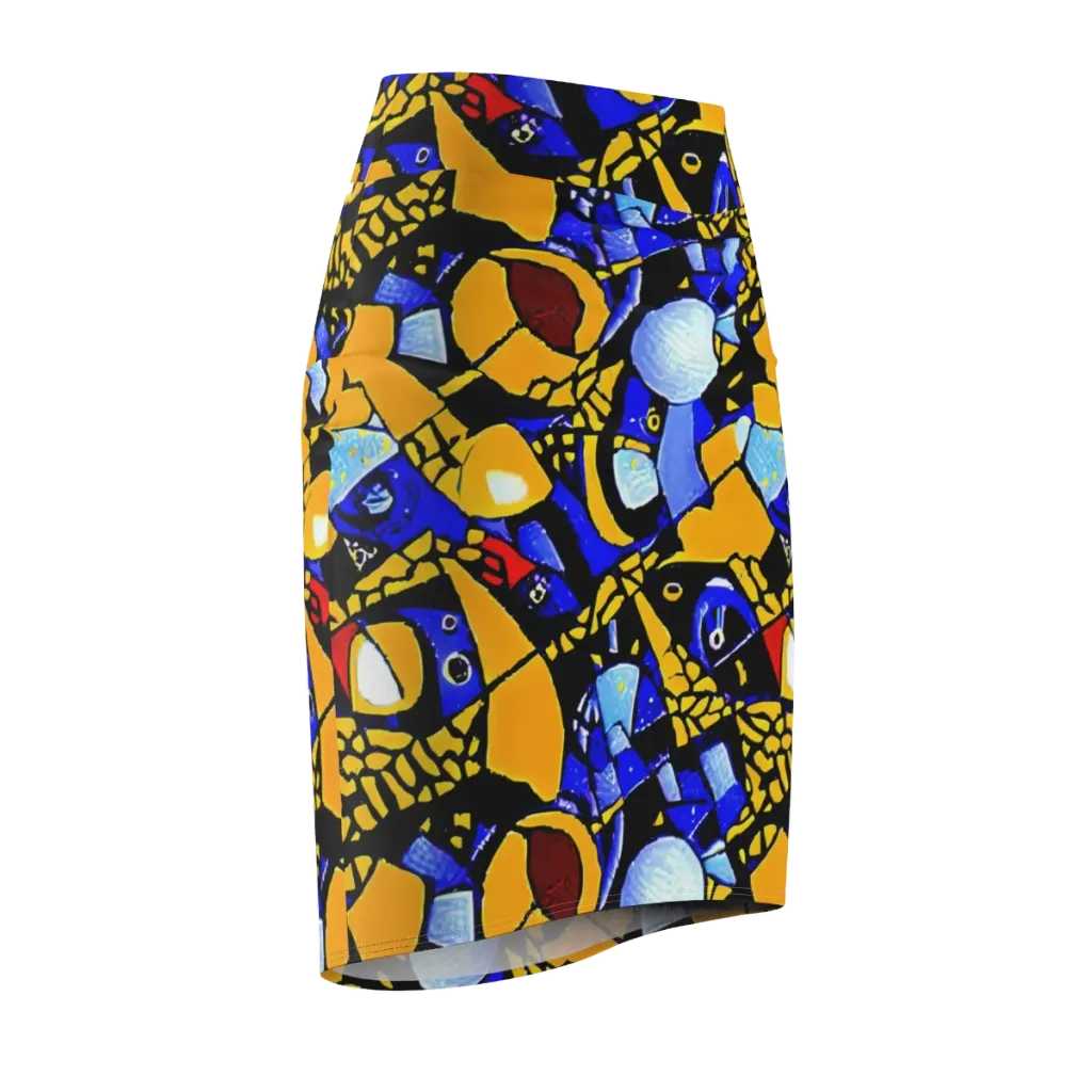 Cosmic Tessellation on Pencil Skirt — Front Side