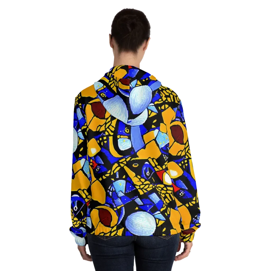 Cosmic Tessellation on Women's Full-Zip Hoodie — Back On Person
