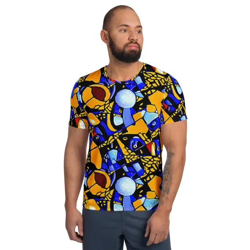 Cosmic Tessellation on a Men's Athletic T-Shirt
