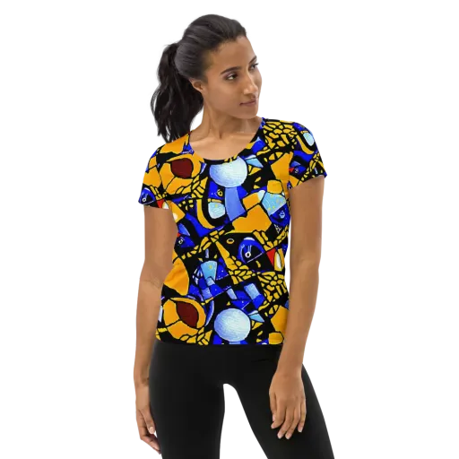 Cosmic Tessellation on a Women's Athletic T-Shirt