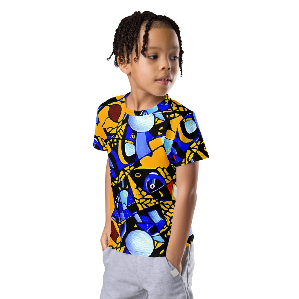 Cosmic Tessellation on Kids Crew Neck T-Shirt — Left Front