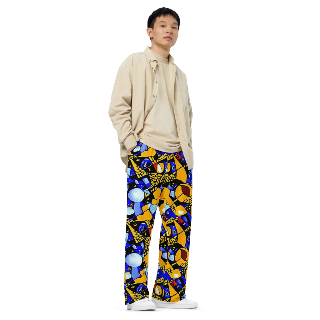 Cosmic Tessellation on Wide-Leg Pants — Right Front